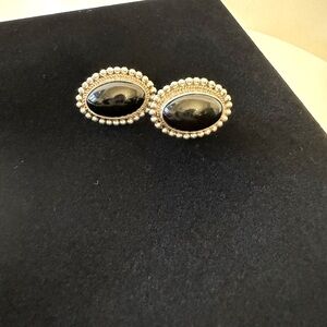 Elegant Sterling Silver and Black Beaded Earrings